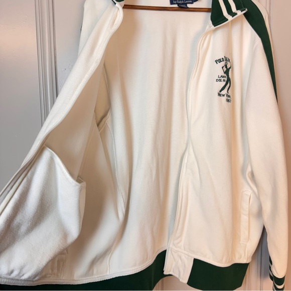 VTG Polo Ralph Lauren Men’s XXL Lawn Tennis NY 1967 Green White Full Zip Jacket - Picture 12 of 16